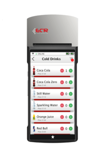 Android device ECR solution showing cold drinks