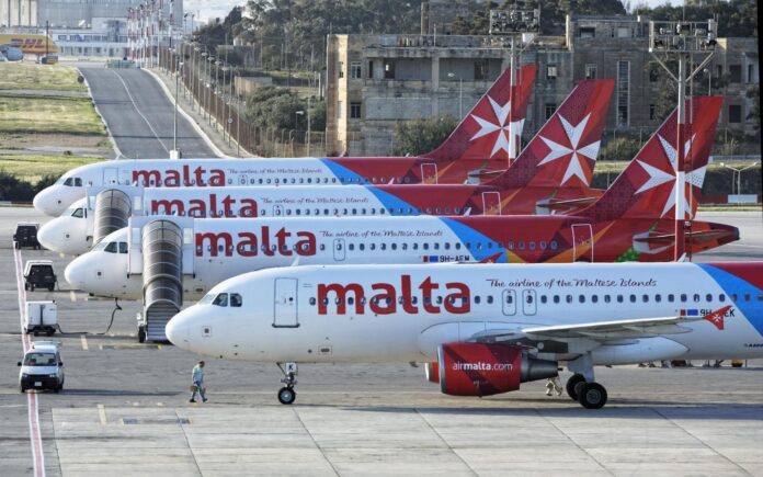 air malta plane fleet four planes lined up
