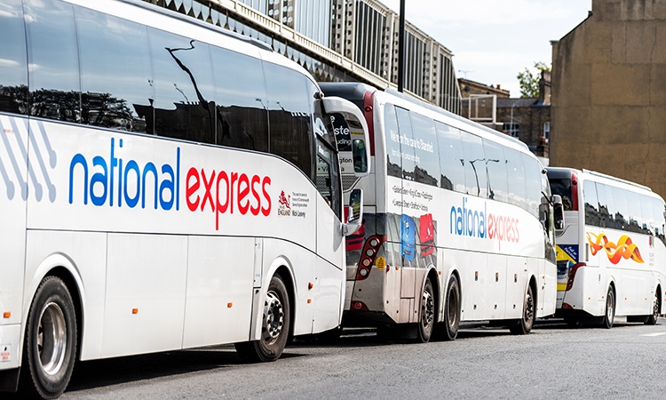 national express bus fleet lined up