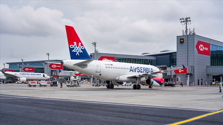 air serbia planes at the airport loading