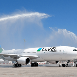 level airplane being washes